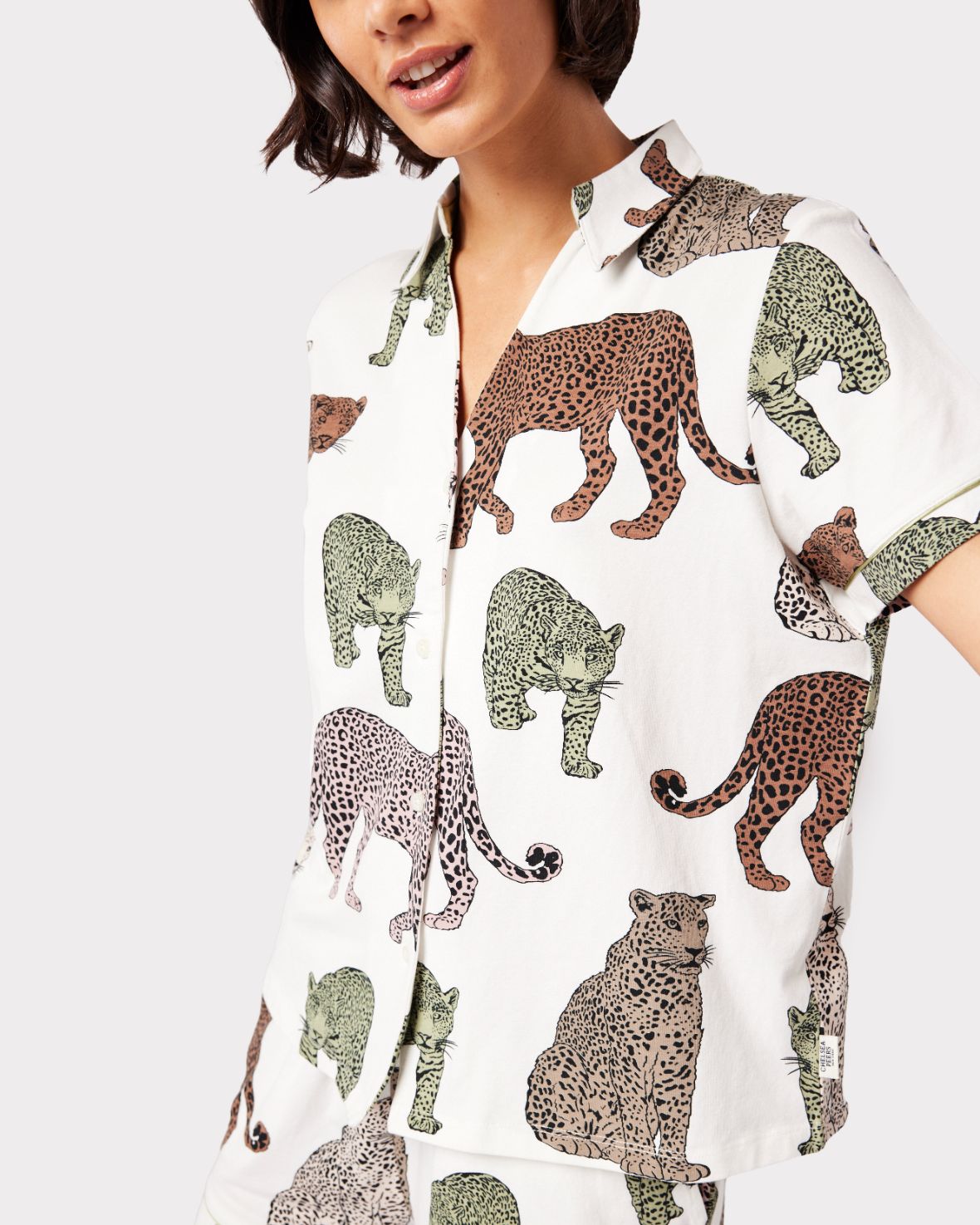 Organic Cotton Cream Leopard Print Short Pyjama Set – Chelsea Peers NYC