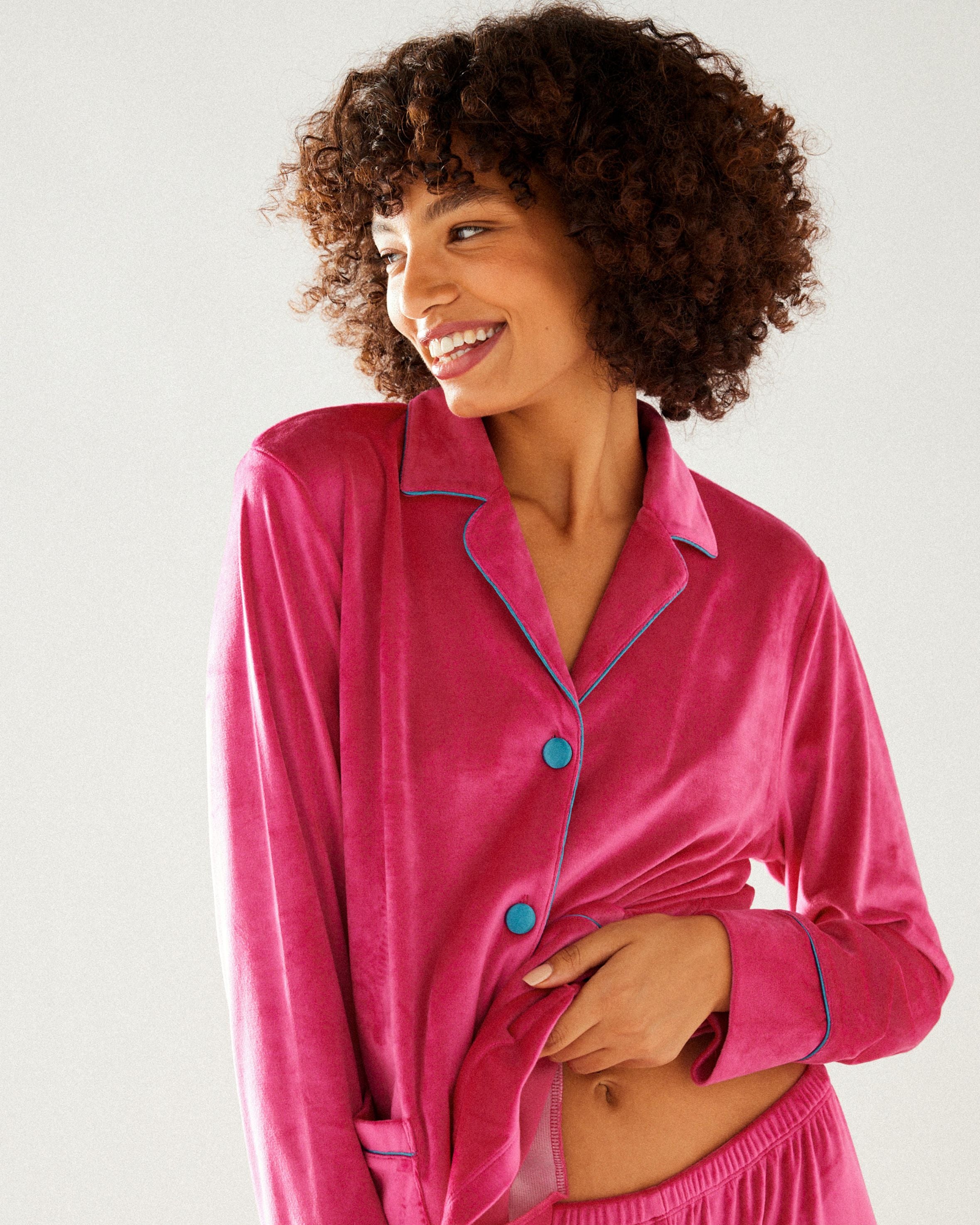 Hot Pink Velour Long Pyjama Set – Chelsea Peers NYC
