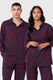 Unisex Flannel Red & Navy Stripe Print Pyjama Shirt