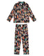 Kids Satin Navy Funfair Print Long Pyjama Set