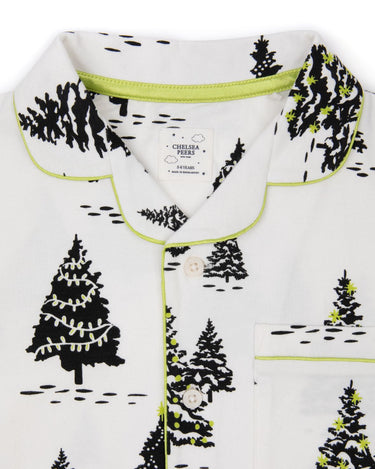 Kids Cream Tree Print Organic Cotton Long Pyjama Set