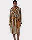 Men's Fleece Green & Navy Stripe Print Robe