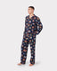 Mens Navy Festive Frames Print Organic Cotton Long Pyjama Set