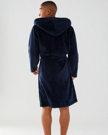 Men's Navy Fluffy Dressing Gown