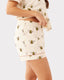 Organic Cotton Cream Bee Print Button Up Short Pyjama Set