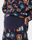 Maternity Navy Festive Frames Print Organic Cotton Long Pyjama Set