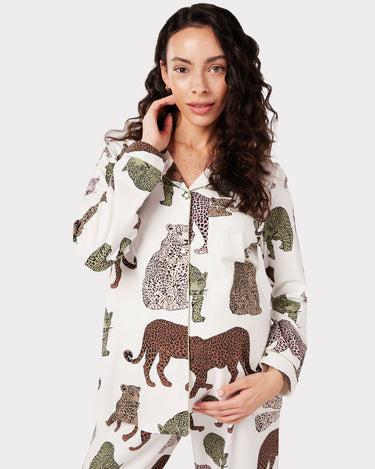 Maternity Organic Cotton Cream Leopard Print