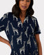 Maternity Navy Giraffe Print Organic Cotton Short Pyjama Set