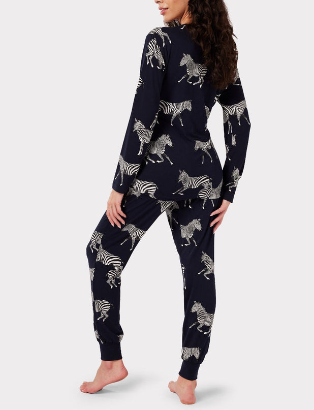 Maternity Navy Zebra Print Long Pyjama Set – Chelsea Peers NYC