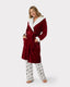 Red Fluffy Hooded Robe Dressing Gown