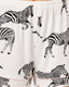 White Zebra Print V-neck Button Up