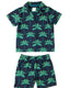 Kids' Navy Leopard Palm Button Up Short Pyjama Set