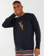 Men's Navy Embroidered Reindeer Organic Cotton Sweatshirt