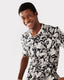 Men's Black/White Jungle Leopard Relaxed Short-Sleeve Shirt