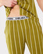 Men's Jersey Cream & Khaki Stripe Print Revere Collar Button Up Short Pyjama Set