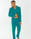Men's Teal Modal Button Up Long Pyjama Set