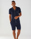 Men's Navy Modal Button Up Short Pyjama Set