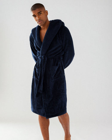 Buy TITAP S5XL Men Bathrobe Mens Winter Lengthened Plush Shawl Bath Robe  Home Clothes Long Sleeved Robe Coat SizeXXL Blue at Amazonin