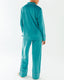 Teal Velour Button Up Shirt & Relaxed Trousers Set