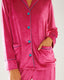 Hot Pink Velour Button Up Long Pyjama Set