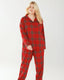 Curve Red Check Organic Cotton Button Up Long Pyjama Set
