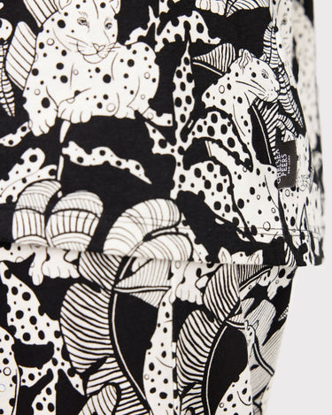 Black & White Jungle Leopard Organic Cotton Button Up Long Pyjama Set