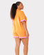 Curve Linen-Mix Orange & Pink Ruffle Trim Button Up Short Pyjama Set