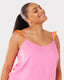 Curve Linen-Mix Pink & Orange Frill Strap Cami Short Pyjama Set