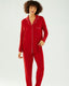 Red Modal Button Up Long Pyjama Set