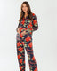 Maternity Navy Poinsettia Flower Popper Button Up Long Pyjama Set