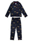 Kids' Navy Bee Satin Button Up Long Pyjama Set