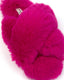 Womens Hot Pink Fluffy Cross Strap Slider Slippers