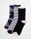 Zebra, Stripe & Black Bamboo Mix Socks, Pack of 3