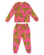 Kids' Hot Pink Leopard Crew Neck Long Pyjama Set